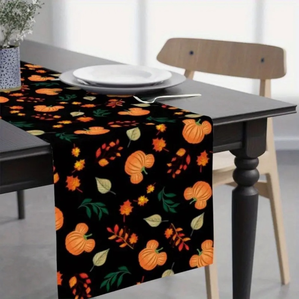 13x36 Table Runner Disney Hidden Mickey Mouse Fall Thanksgiving Pumpkin Fabric